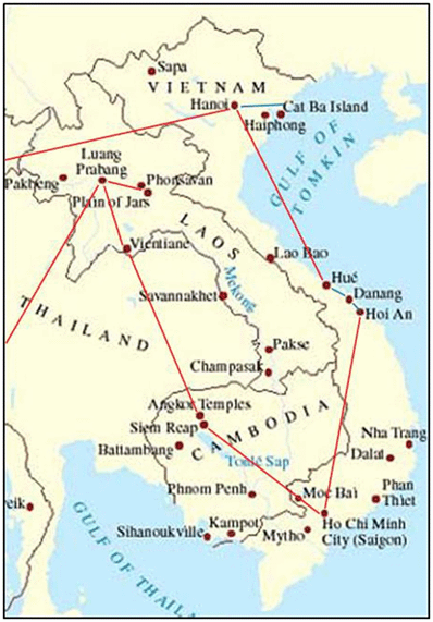 Map of Trip to Vietnam, Angkor & Laos